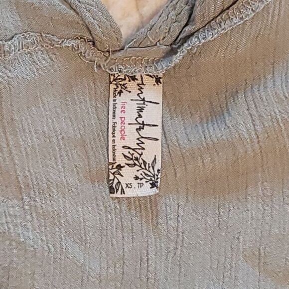 Free People Intimately Top Womens XS Grey Green Crinkle Boho - Picture 5 of 10